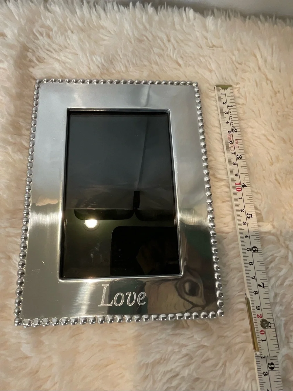 Mariposa Silver Beaded Love Photo Frame Duo